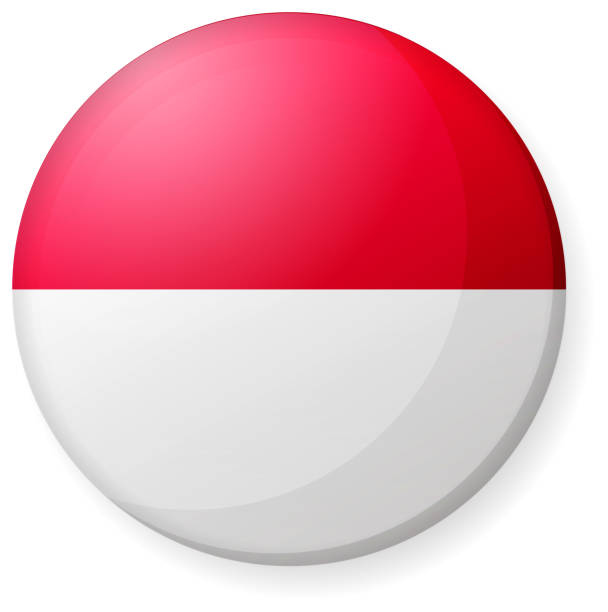 圓形國旗圖示插圖 （ 按鈕徽章 ） / 印尼 - 印尼國旗 幅插畫檔、美工圖案、卡通及圖標