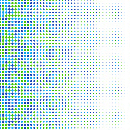 Circular shapes pattern, with horizontal size gradient. White background.