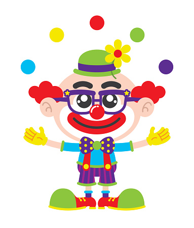 Circus Clown Juggling Balls Vector Illustration