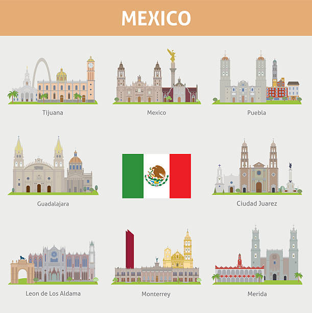 cities in mexico - tijuana stock illustrations
