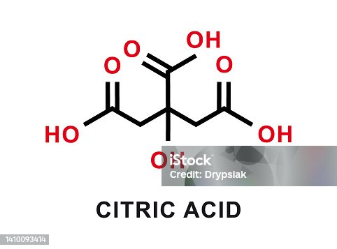 istock Citric acid chemical formula. Citric acid chemical molecular structure. Vector illustration 1410093414