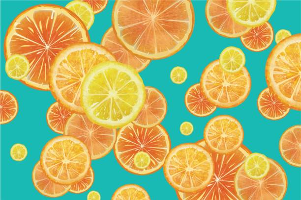 illustrazioni stock, clip art, cartoni animati e icone di tendenza di sfondo agrumi - illustrazione stock limoni e arance - stankovic