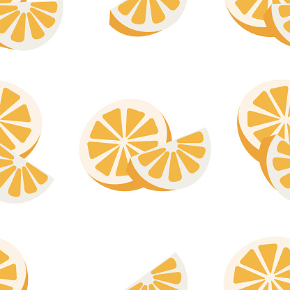 Citrus fruit or lemon seamles pattern with modern design, vector