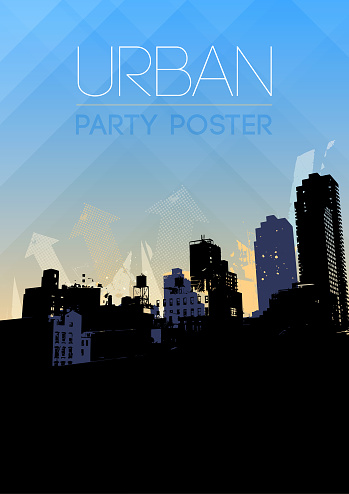 City Grunge party invite Illustration flyer