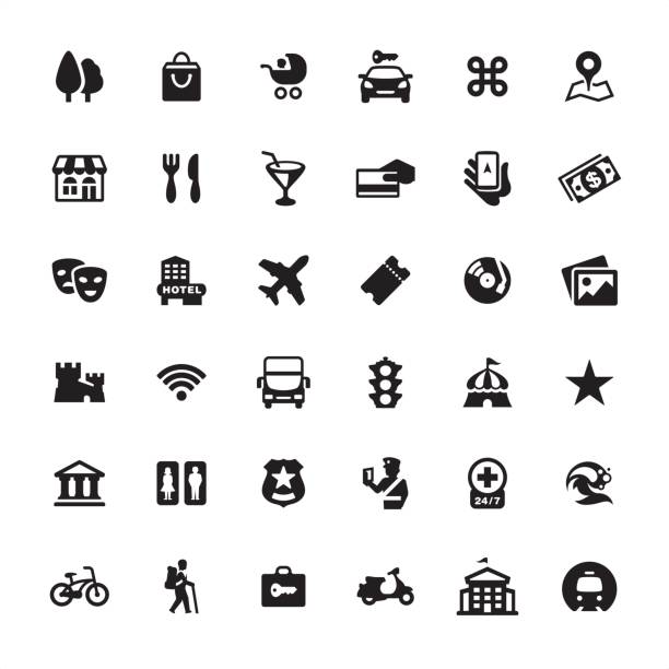 City Guide and Navigation - icon set City Guide, Navigation and Travel - Ultimate pack #15 city symbols stock illustrations