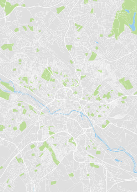 карта города лидс, цвет подробный план, вектор иллюстрации - leeds stock illustrations