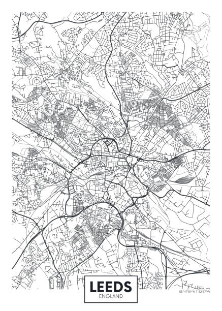 город карта лидс, путешествия вектор плакат дизайн - leeds stock illustrations