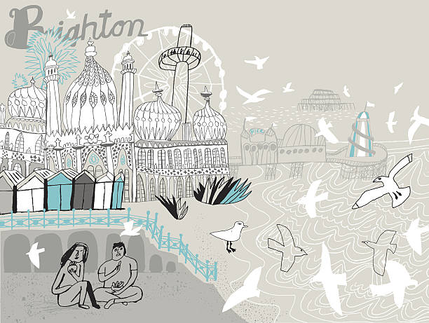 city of brighton in england uk. vector illustration - brighton stock illustrations