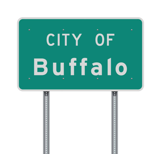 City of Buffalo road sign Vector illustration of the City of Buffalo green road sign buffalo new york stock illustrations