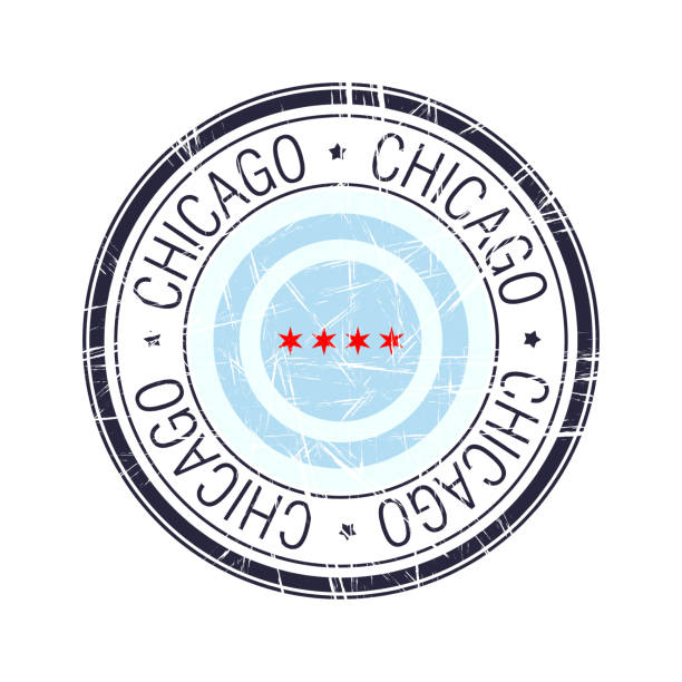 City of Chicago, Illinois vector stamp vector art illustration