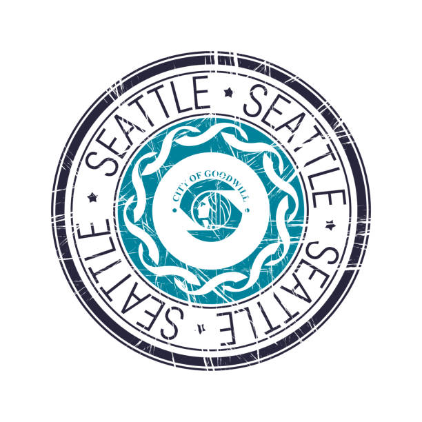 City of Seattle, Washington vector stamp vector art illustration