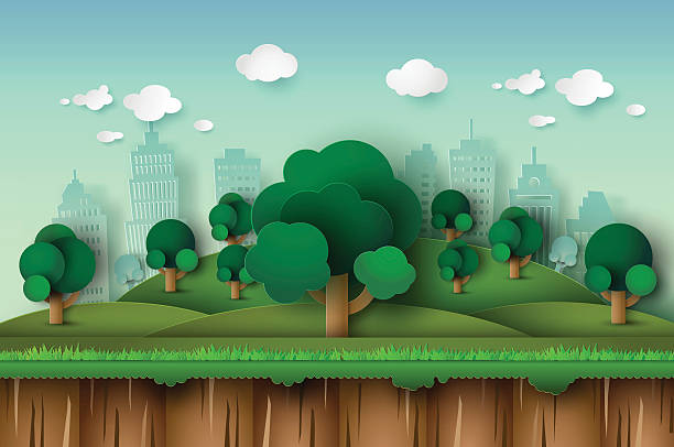 city park vector art illustration