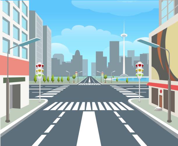 ilustrações de stock, clip art, desenhos animados e ícones de city road, urban street - trilhos pedestres