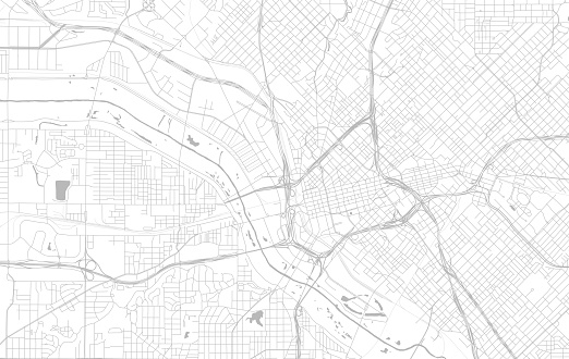 City Street Map of Dallas, Texas, USA