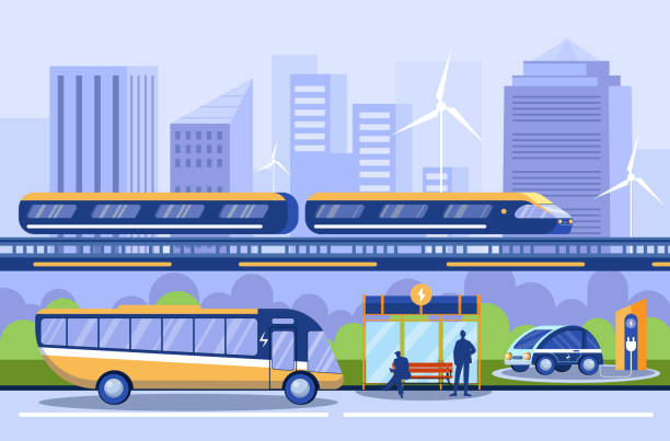 City transportation flat illustration. Different public transport....