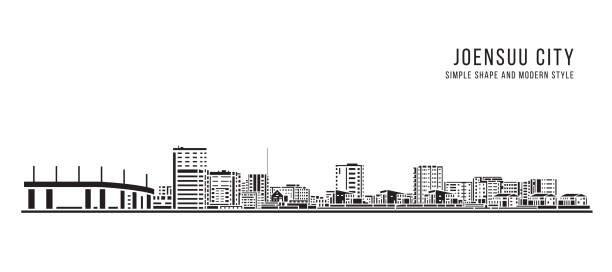 cityscape building abstract simple shape and modern style art vector design - joensuu city - 北卡累利阿區 芬蘭 幅插畫檔、美工圖案、卡通及圖標