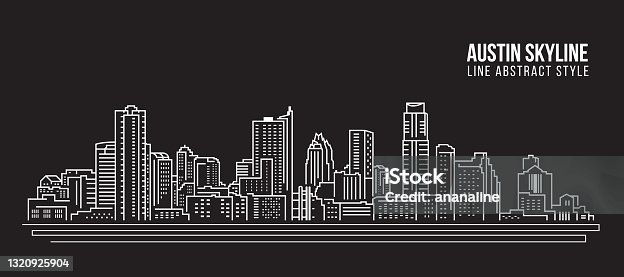 istock Cityscape Building Line art Vector Illustration design -  Austin skyline city 1320925904