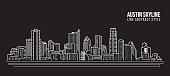 istock Cityscape Building Line art Vector Illustration design -  Austin skyline city 1320925904