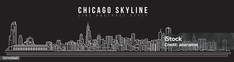 istock Cityscape Building Line art Vector Illustration design - Chicago skyline 1321455661