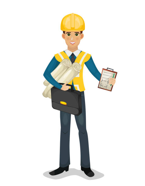 Civil engineer character isolated vector illustration Civil engineer character isolated vector illustration survey clipart stock illustrations