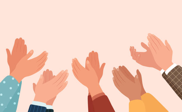 Clapping hands, different people applaud. Vector illustration in flat style Vector illustration in flat style applauding stock illustrations