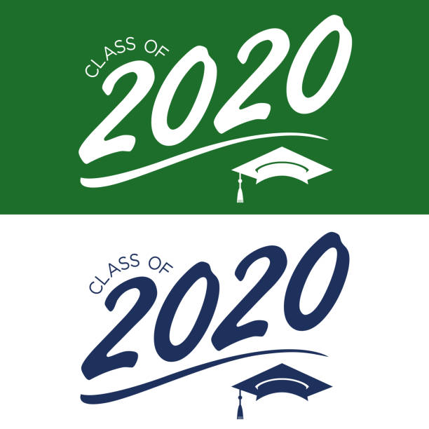 Class of 2020 Congratulations Graduate Typography with Cap and Tassel Class of 2020 Congratulations Graduate Typography with Cap and Tassle hats off to you stock illustrations