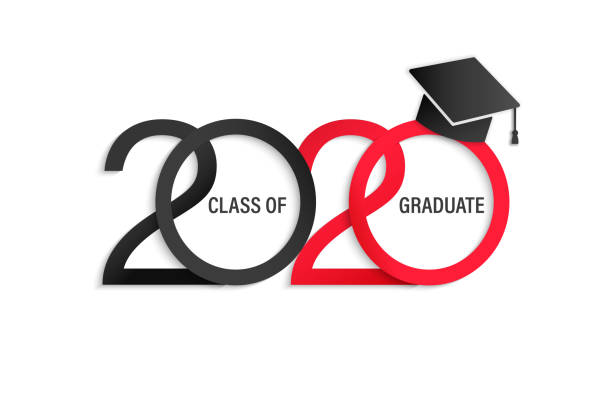 Class of 2020, elegant card. Class of 2020, elegant card in black and red colors for banners, flyers, greetings, invitations, business diaries, congratulations and posters at the prom. Vector illustration. graduation stock illustrations