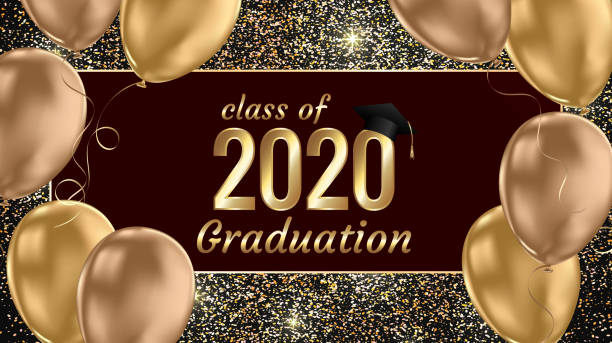 Class of 2020 graduation text design for cards, invitations or banner Class of 2020 graduation text design for cards, invitations or banner graduation backgrounds stock illustrations