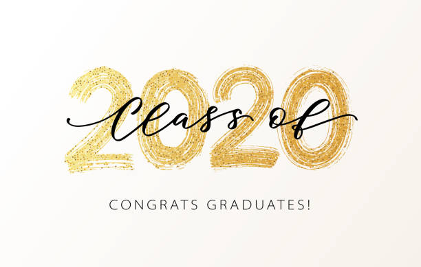 Class of 2020. Modern calligraphy. Hand drawn brush lettering logo. Graduate design yearbook. Vector illustration. Class of 2020. Modern calligraphy. Vector illustration. Hand drawn brush lettering Graduation logo. Template for graduation design, party, high school or college graduate, yearbook. graduation stock illustrations