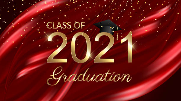Class of 2021 graduation text design for cards, invitations or banner Class of 2021 graduation text design for cards, invitations or banner graduation backgrounds stock illustrations