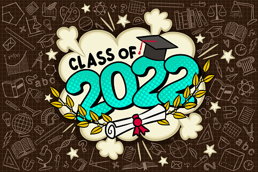 Class of 2022. Comic banner in pop art style.
