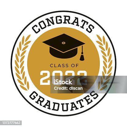 istock Class of 2022, Congrats Graduates label. 1372777662