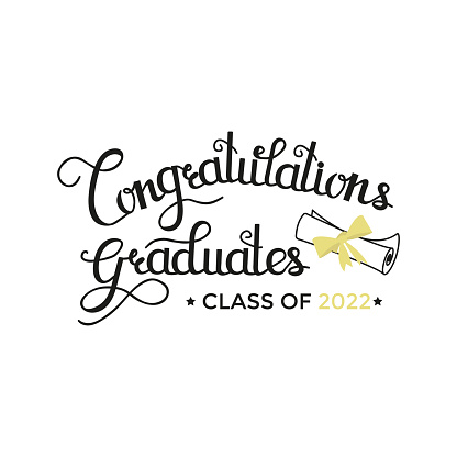 Class of 2022. Congratulations graduates design template with gold typography and lettering.
