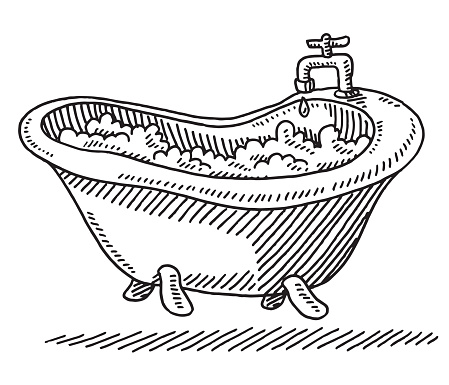 Classic Bathtub Bubbles Water Drawing