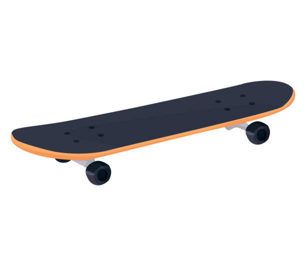 klassischeblaue skateboard isoliert auf weißem hintergrund. - skateboard stock-grafiken, -clipart, -cartoons und -symbole
