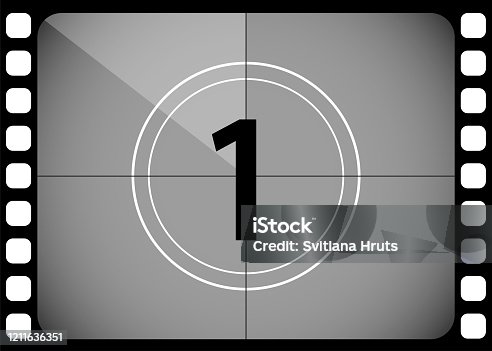 istock A classic film countdown frame at the number one. Old fashioned film counter. Vector 1211636351