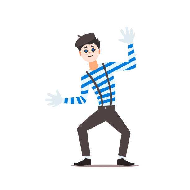 Classic Mime Vector Illustration Classic French Mime Isolated Primitive Design Style Vector Illustration on White Background charades stock illustrations