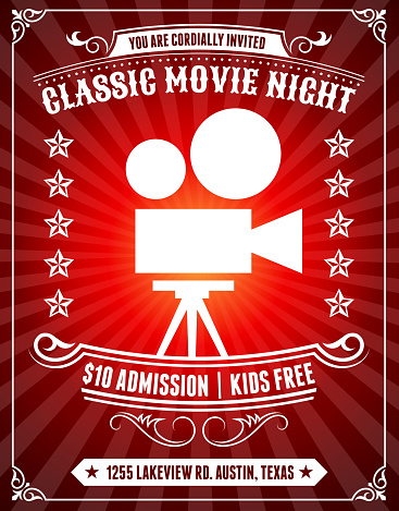 Classic Movie Night Poster on Red Background
