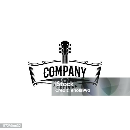 istock Classic Rock Country Guitar Music Vintage Retro Ribbon Banner design 1172406632