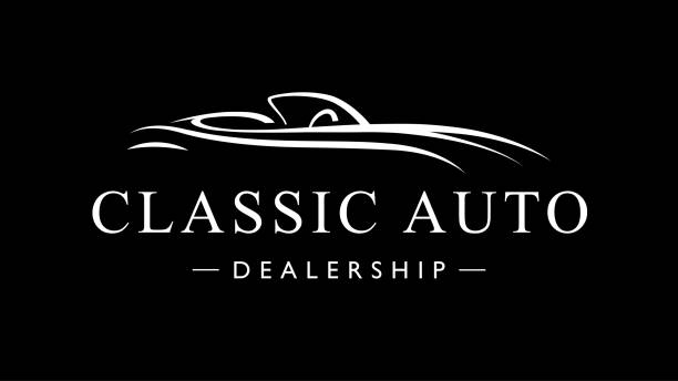 klasyczna ikona sylwetki samochodu sportowego w stylu vintage - car dealership stock illustrations