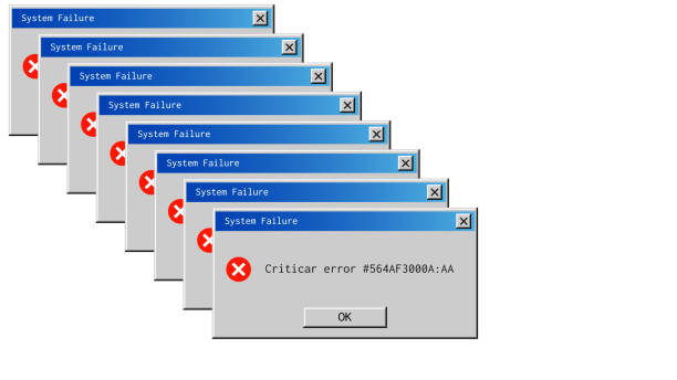 Classic window alert dialog box of system error. Classic window alert dialog box of system error error message stock illustrations