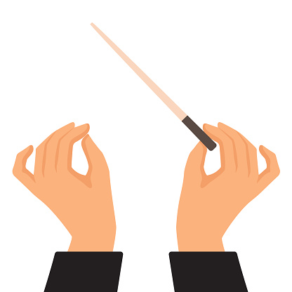 Vector template banner and poster Conductor hand with stick . Concept background for song and concert theme