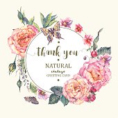 istock Classical vintage roses greeting card 598230850