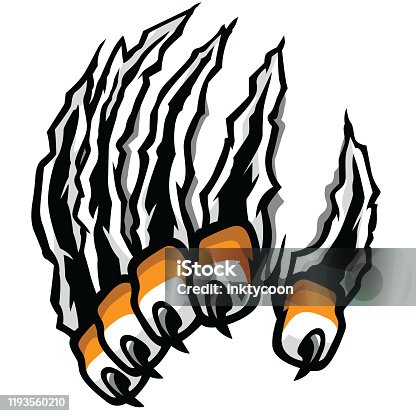 istock A claw tearing through to attack 1193560210