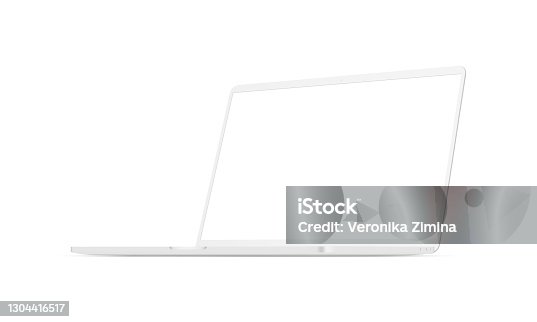 istock Clay Modern Laptop Computer Mockup with Blank Screen Isolated on White Background 1304416517