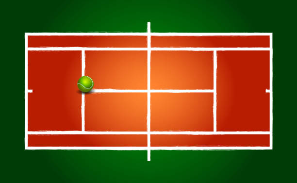 클레이 테니스 코트 및 공 - wimbledon tennis stock illustrations