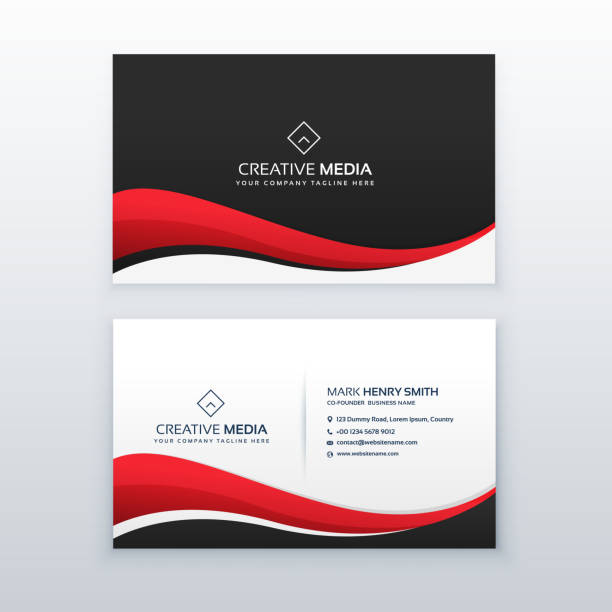 clean business card design with red wave clean business card design with red wave business cards templates stock illustrations