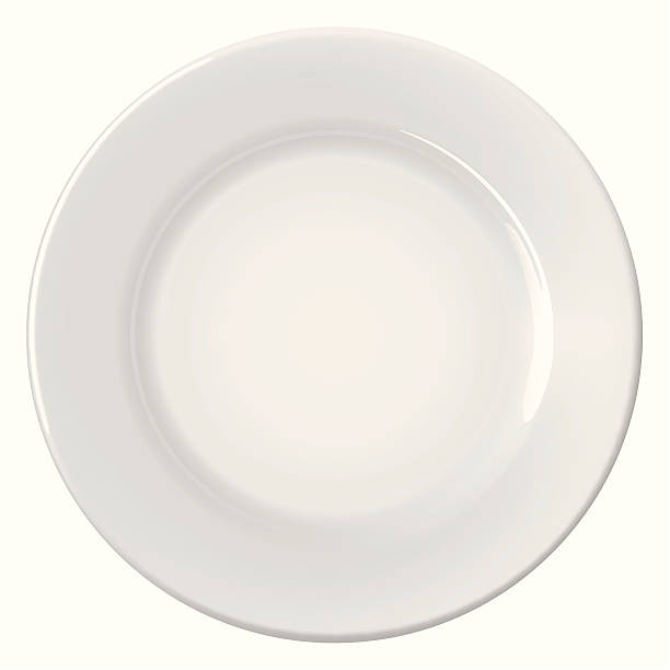 A clean empty white plate on a white background vector art illustration