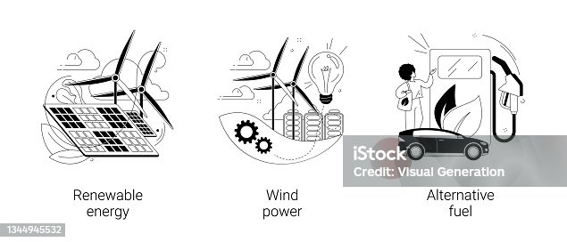 istock Clean energy abstract concept vector illustrations. 1344945532