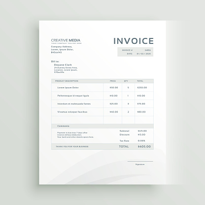 clean invoice template vector design